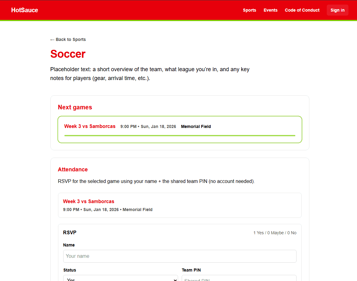HotSauced Team Website screenshot 1