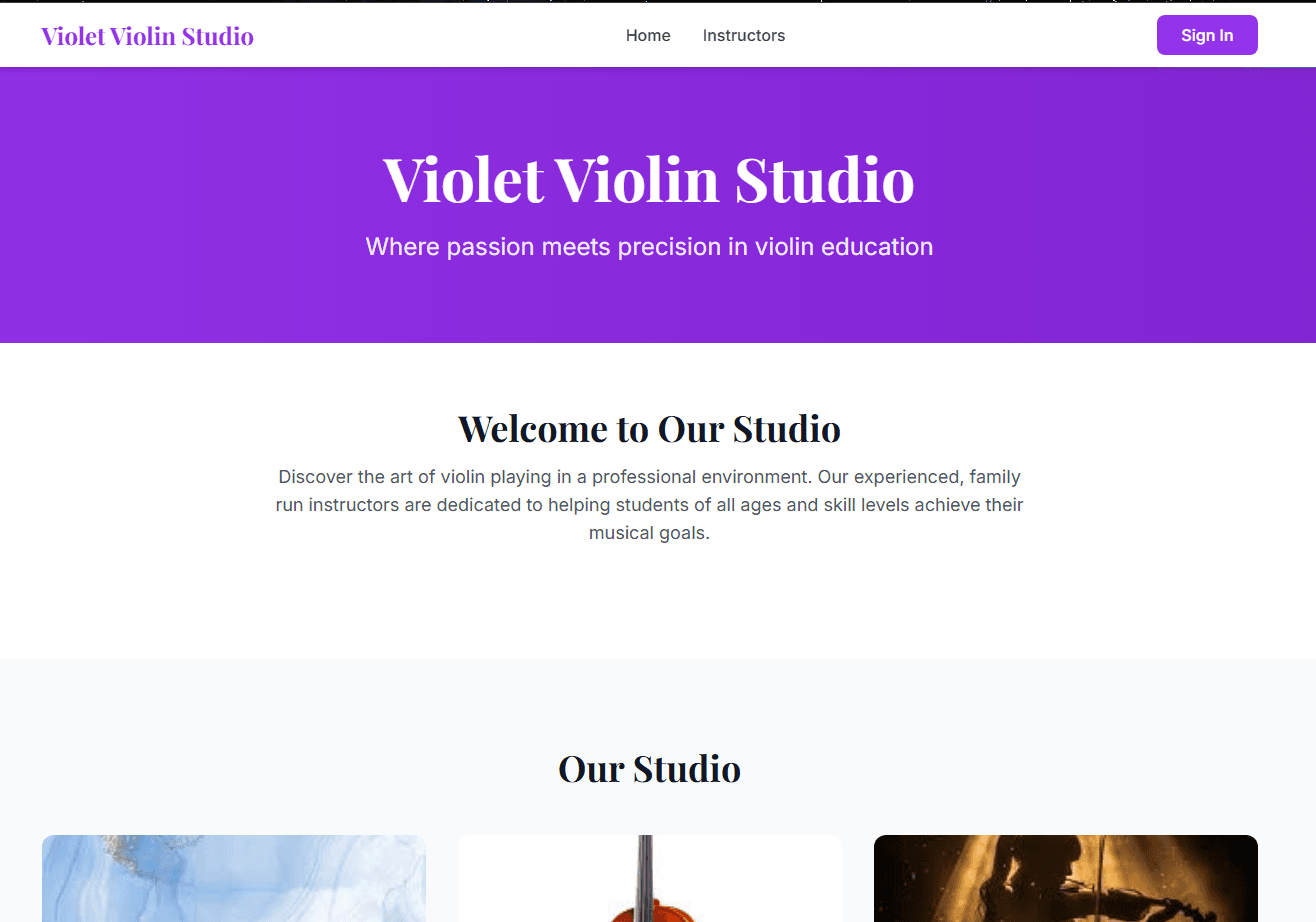 Violet Violin Studio Website screenshot 1